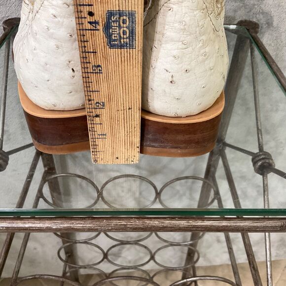 Luro LB Cowboy Boots Pointed J Toe Exotic Ostrich Leather men’s 8.5 White - Picture 7 of 7